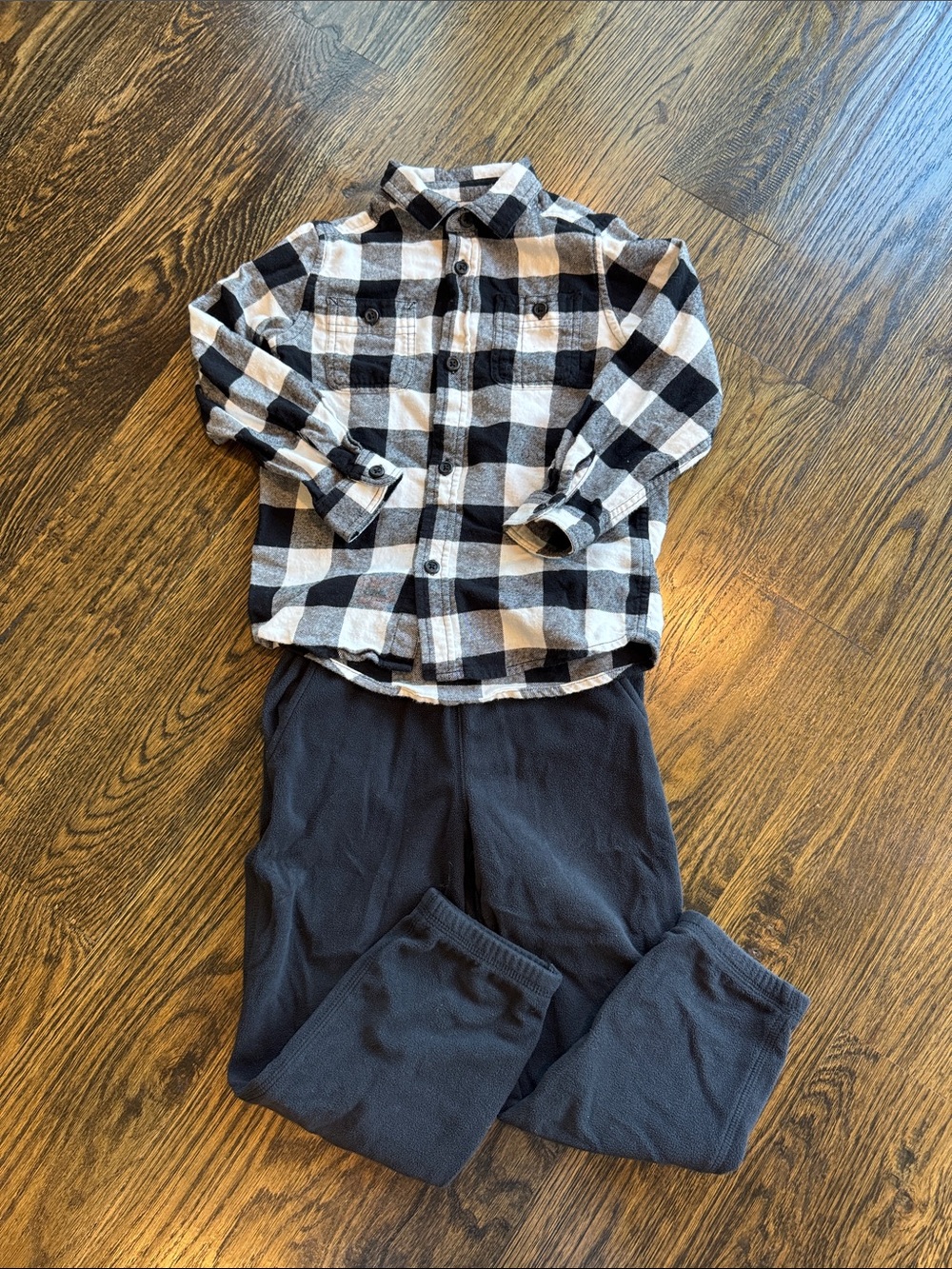 Flannel shirt and sweatpants